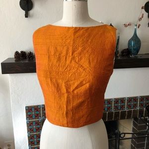 Vintage 1990s 100% Silk Cropped Sleeveless Top
